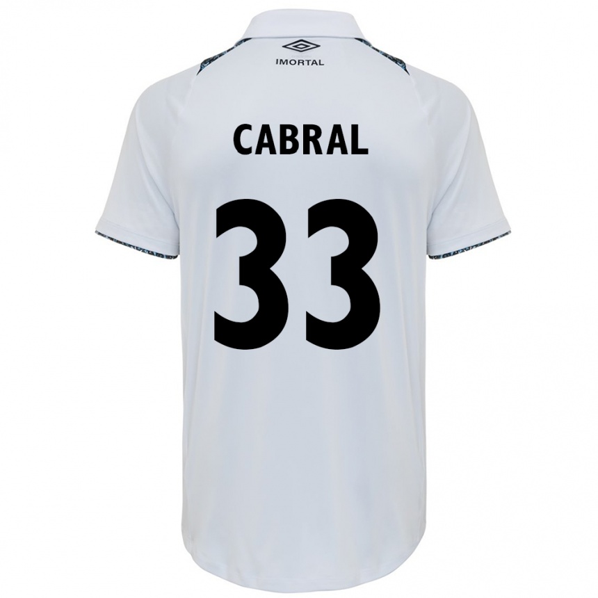 Niño Fútbol Camiseta Rafael Cabral #33 Blanco Azul 2ª Equipación 2024/25 Perú