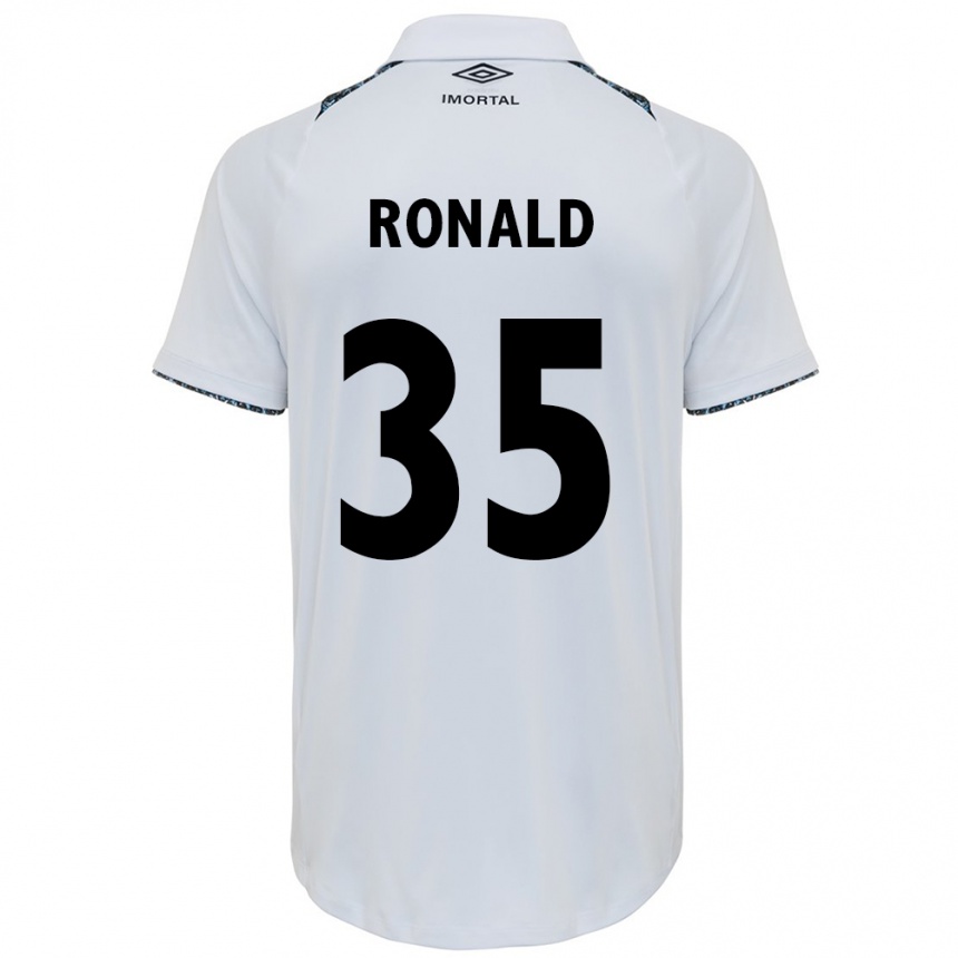 Niño Fútbol Camiseta Ronald #35 Blanco Azul 2ª Equipación 2024/25 Perú