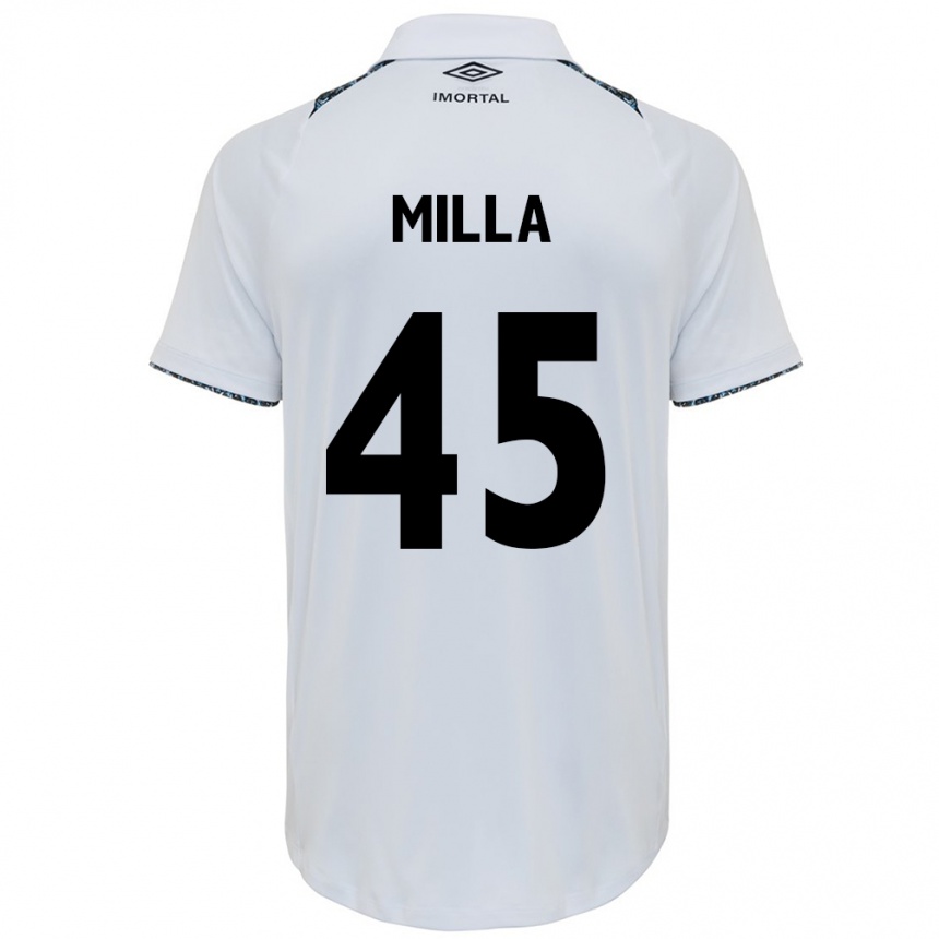 Niño Fútbol Camiseta Lucas Milla #45 Blanco Azul 2ª Equipación 2024/25 Perú