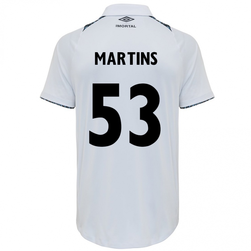 Niño Fútbol Camiseta Gustavo Martins #53 Blanco Azul 2ª Equipación 2024/25 Perú