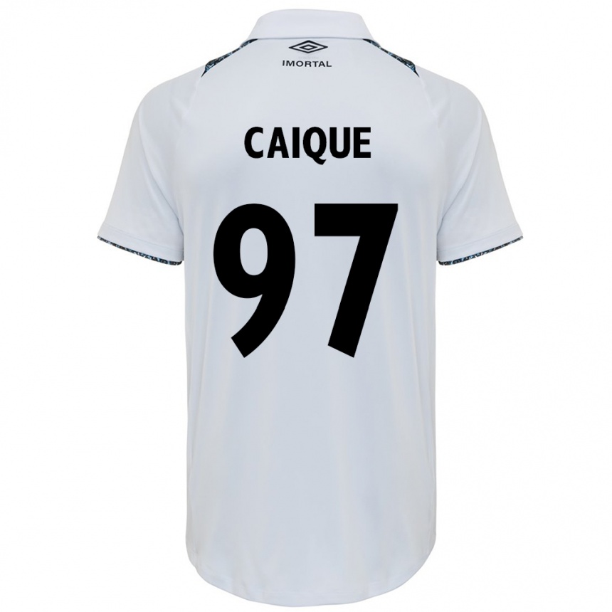 Niño Fútbol Camiseta Caíque #97 Blanco Azul 2ª Equipación 2024/25 Perú