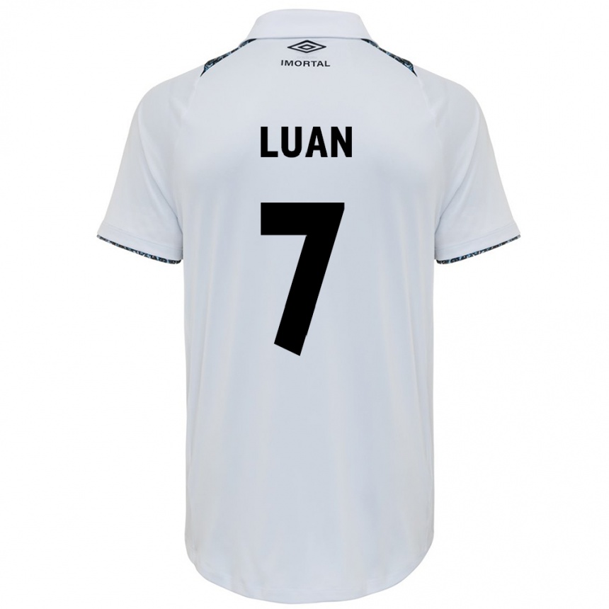 Niño Fútbol Camiseta Luan #7 Blanco Azul 2ª Equipación 2024/25 Perú