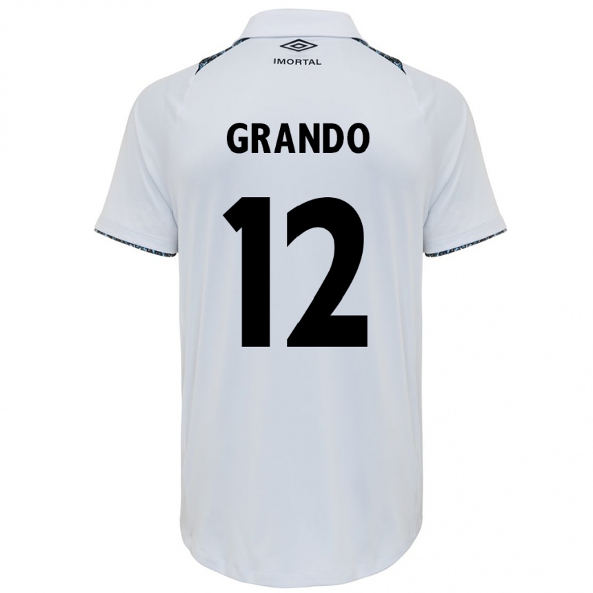 Niño Fútbol Camiseta Gabriel Grando #12 Blanco Azul 2ª Equipación 2024/25 Perú