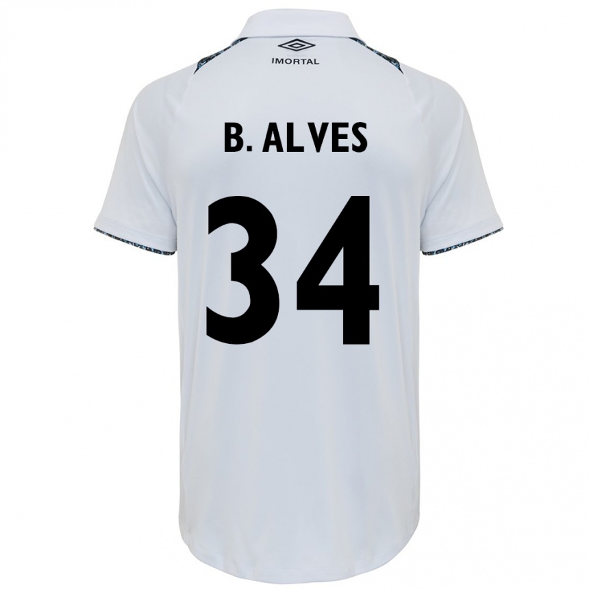 Niño Fútbol Camiseta Bruno Alves #34 Blanco Azul 2ª Equipación 2024/25 Perú