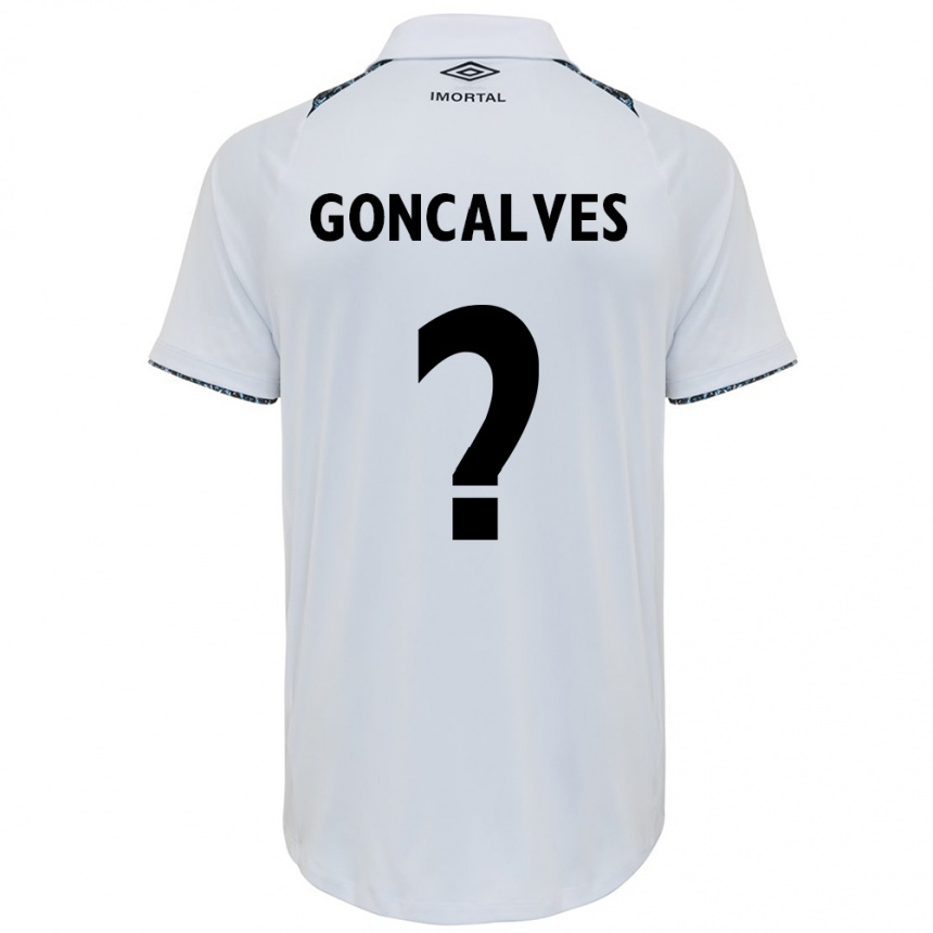 Niño Fútbol Camiseta Matheus Gonçalves #0 Blanco Azul 2ª Equipación 2024/25 Perú