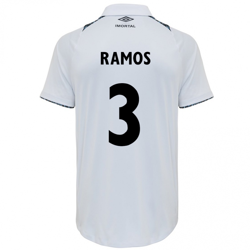 Niño Fútbol Camiseta João Ramos #3 Blanco Azul 2ª Equipación 2024/25 Perú