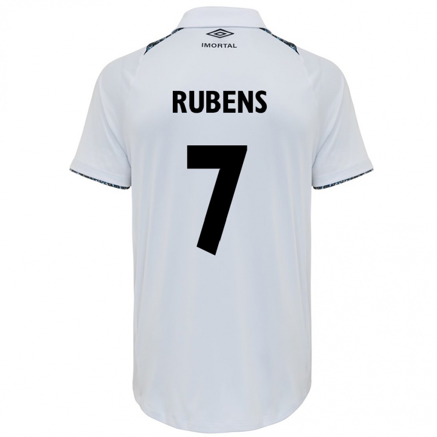 Niño Fútbol Camiseta Rubens #7 Blanco Azul 2ª Equipación 2024/25 Perú