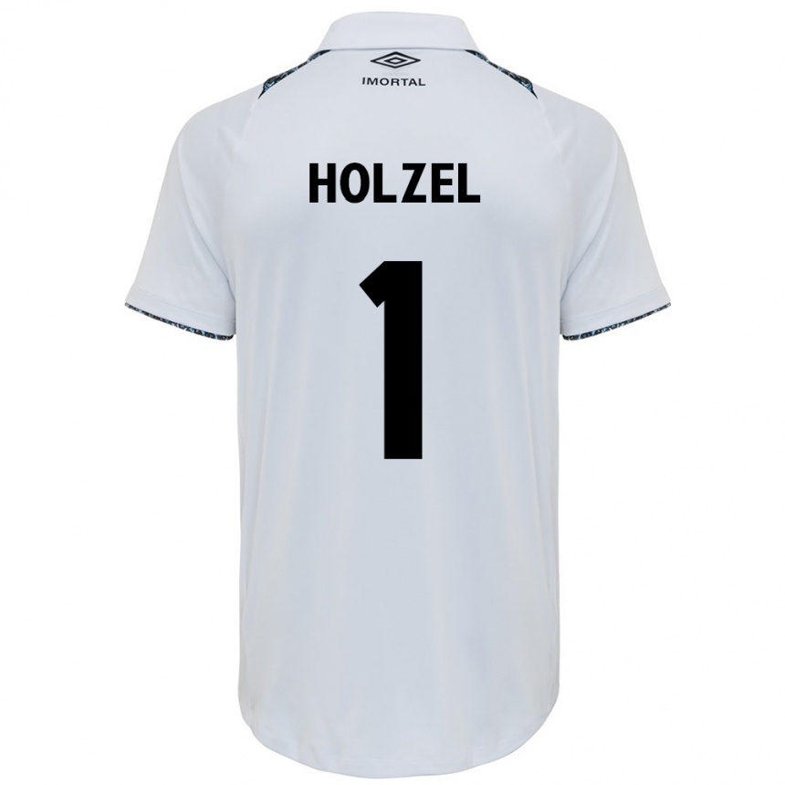 Niño Fútbol Camiseta Vivi Holzel #1 Blanco Azul 2ª Equipación 2024/25 Perú