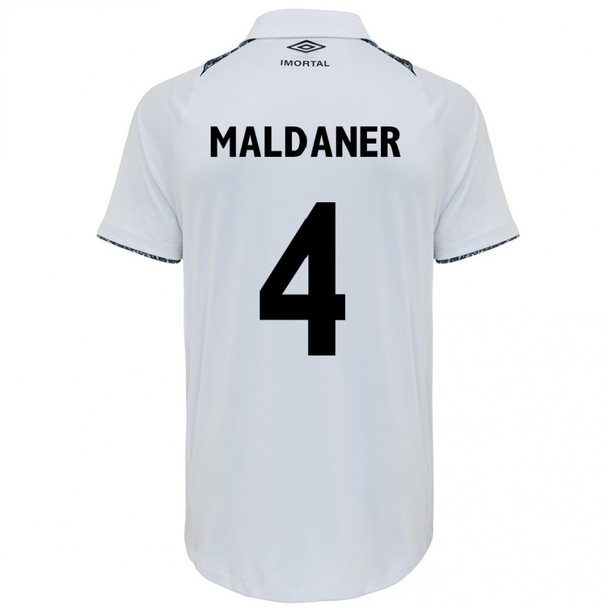 Niño Fútbol Camiseta Pati Maldaner #4 Blanco Azul 2ª Equipación 2024/25 Perú