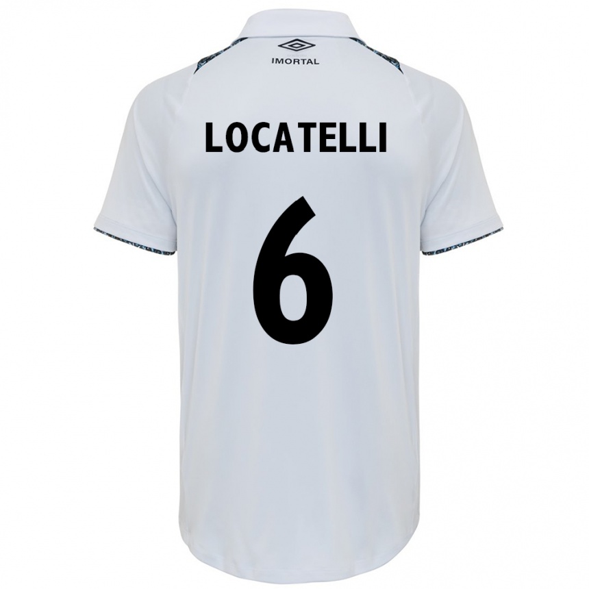 Niño Fútbol Camiseta Natane Locatelli #6 Blanco Azul 2ª Equipación 2024/25 Perú