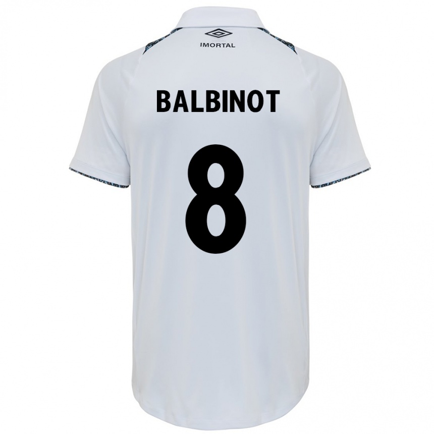 Niño Fútbol Camiseta Manu Balbinot #8 Blanco Azul 2ª Equipación 2024/25 Perú