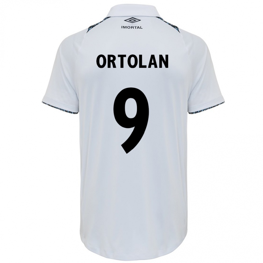 Niño Fútbol Camiseta Dani Ortolan #9 Blanco Azul 2ª Equipación 2024/25 Perú