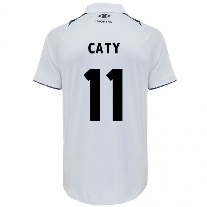 Niño Fútbol Camiseta Caty #11 Blanco Azul 2ª Equipación 2024/25 Perú