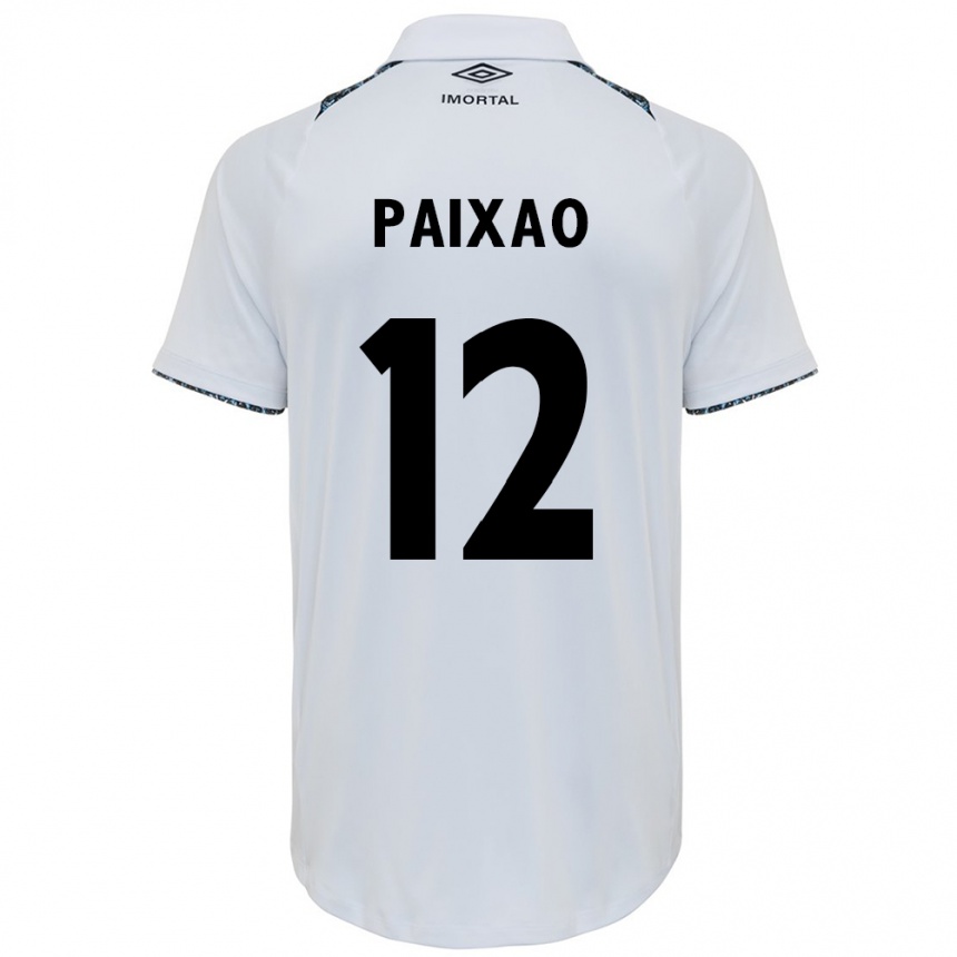 Niño Fútbol Camiseta Iasmin Paixão #12 Blanco Azul 2ª Equipación 2024/25 Perú