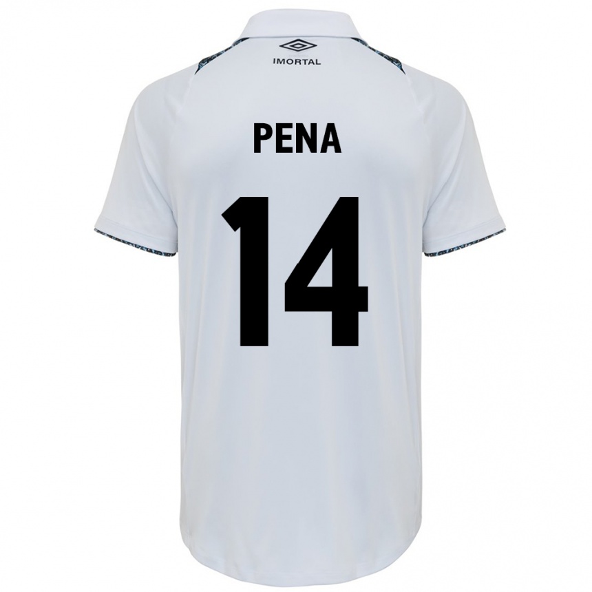 Niño Fútbol Camiseta Jessica Peña #14 Blanco Azul 2ª Equipación 2024/25 Perú