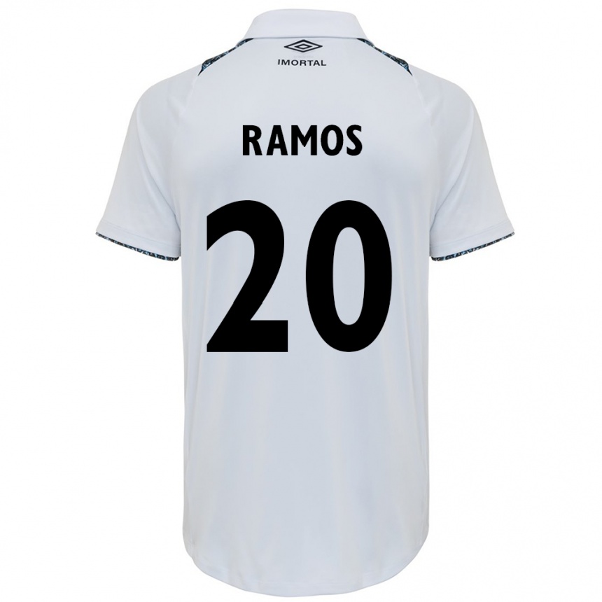 Niño Fútbol Camiseta Mónica Ramos #20 Blanco Azul 2ª Equipación 2024/25 Perú