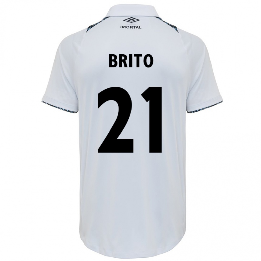 Niño Fútbol Camiseta Brito #21 Blanco Azul 2ª Equipación 2024/25 Perú