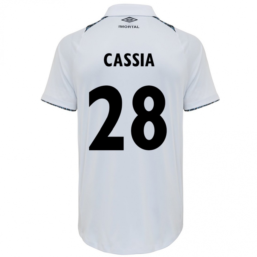 Niño Fútbol Camiseta Cássia #28 Blanco Azul 2ª Equipación 2024/25 Perú