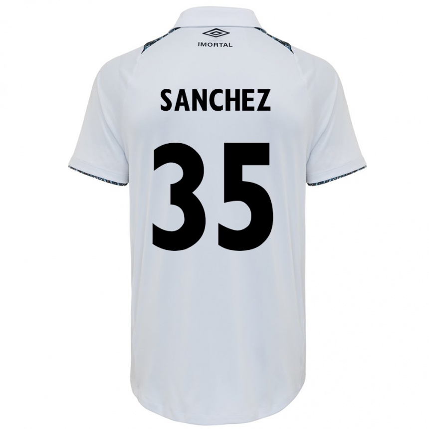 Niño Fútbol Camiseta Lari Sanchez #35 Blanco Azul 2ª Equipación 2024/25 Perú