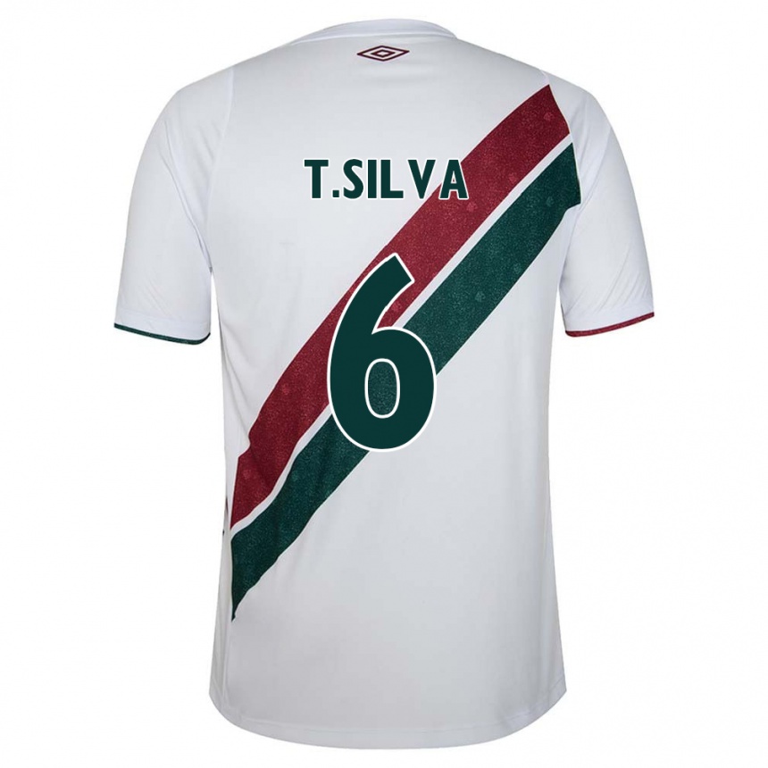 Niño Fútbol Camiseta Thiago Silva #6 Blanco Verde Granate 2ª Equipación 2024/25 Perú