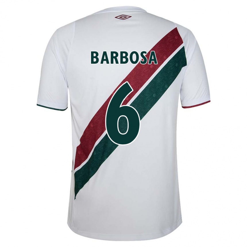 Niño Fútbol Camiseta Diogo Barbosa #6 Blanco Verde Granate 2ª Equipación 2024/25 Perú