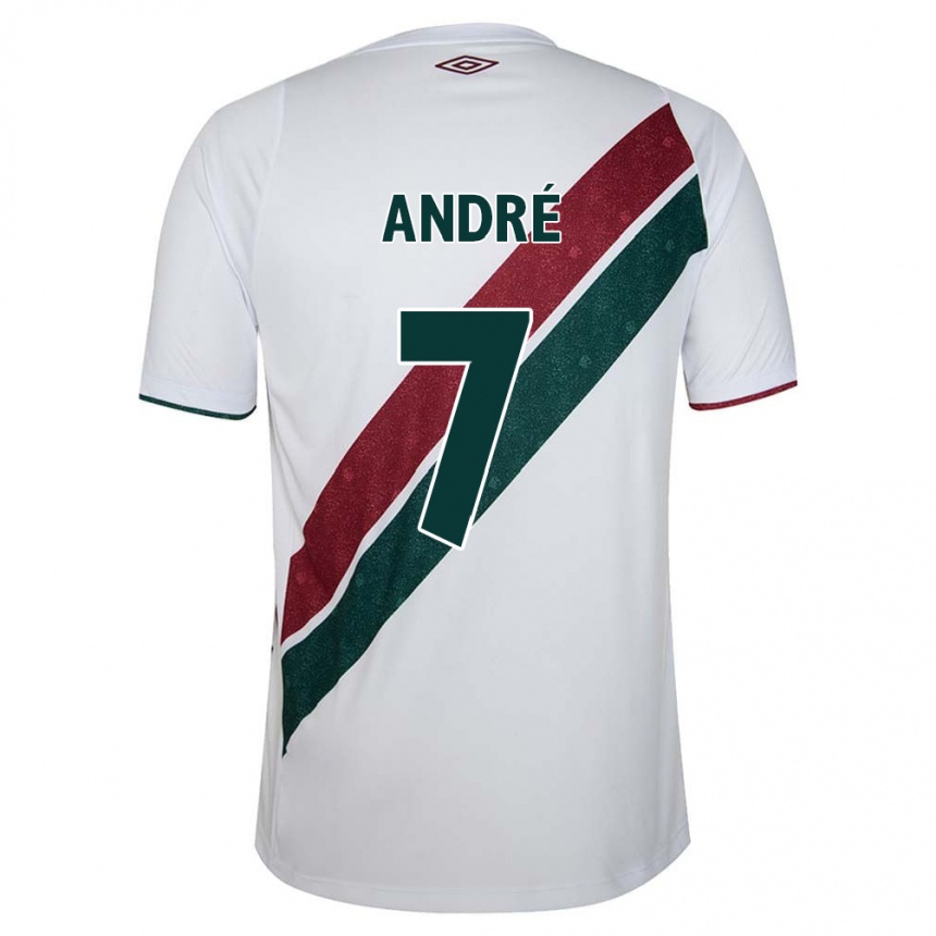 Niño Fútbol Camiseta André #7 Blanco Verde Granate 2ª Equipación 2024/25 Perú