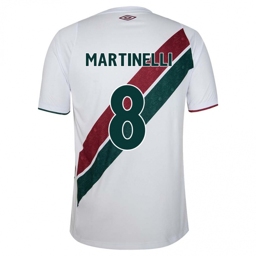 Niño Fútbol Camiseta Martinelli #8 Blanco Verde Granate 2ª Equipación 2024/25 Perú