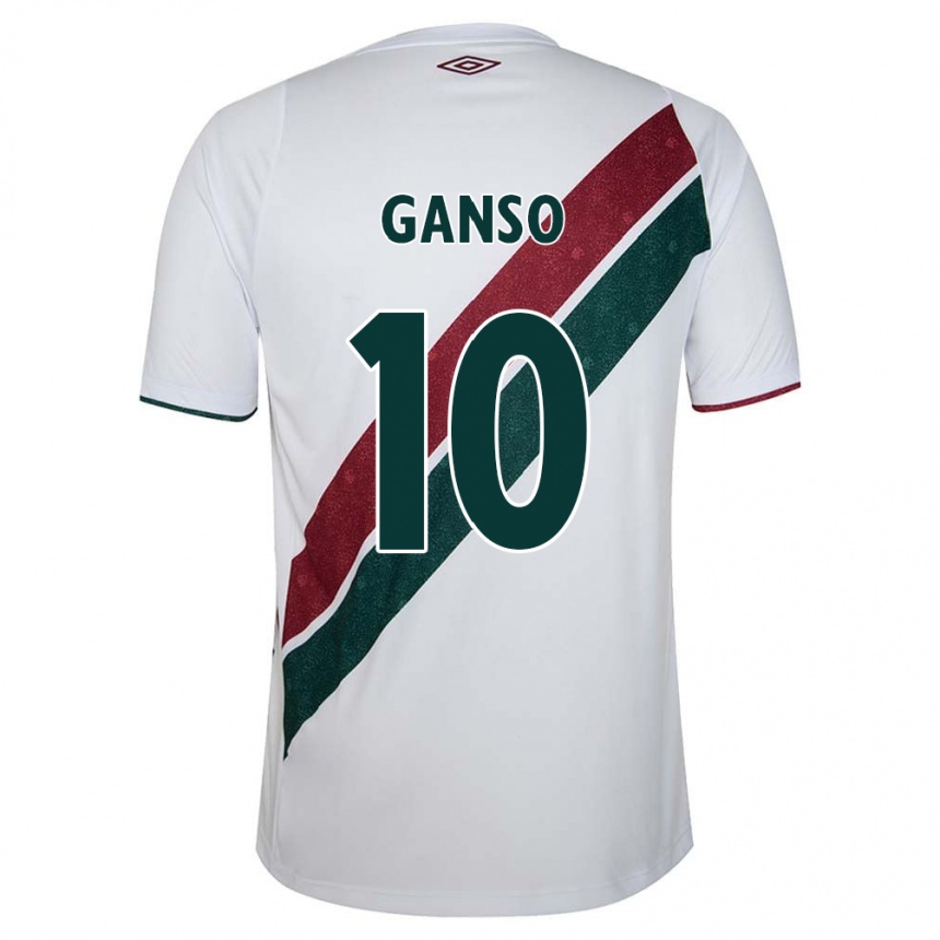 Niño Fútbol Camiseta Ganso #10 Blanco Verde Granate 2ª Equipación 2024/25 Perú