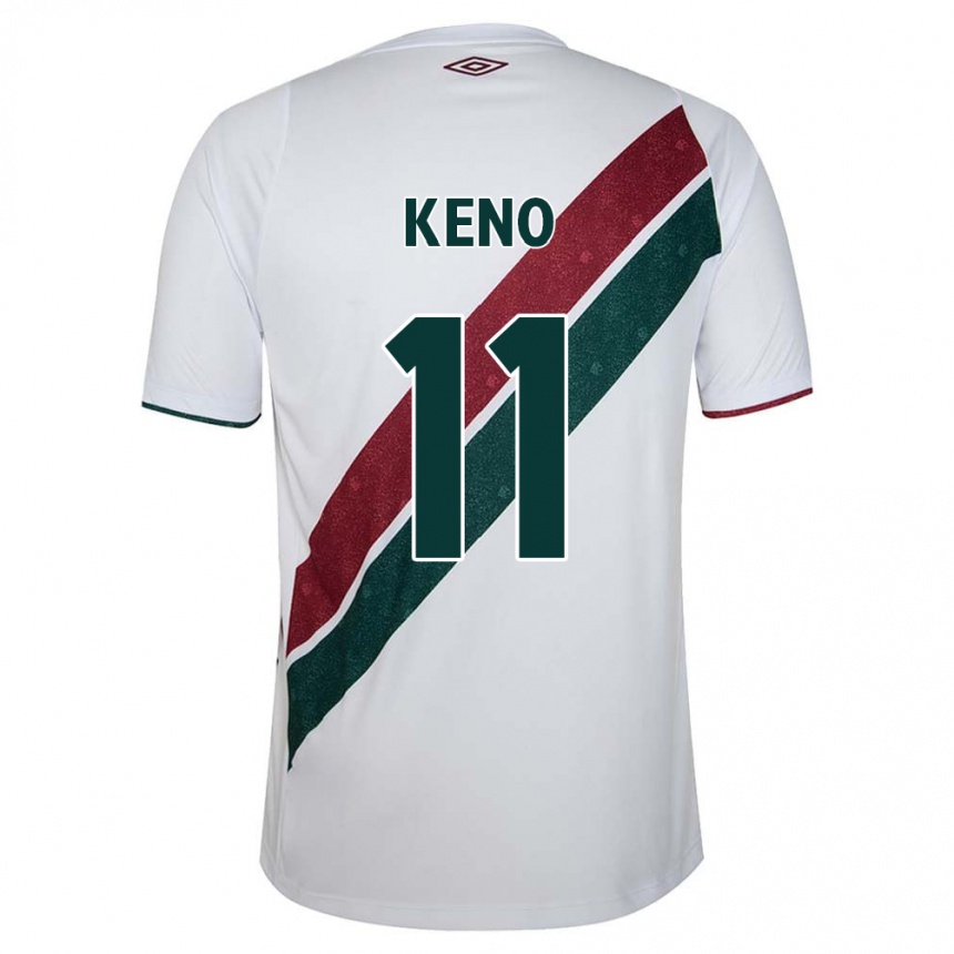 Niño Fútbol Camiseta Keno #11 Blanco Verde Granate 2ª Equipación 2024/25 Perú