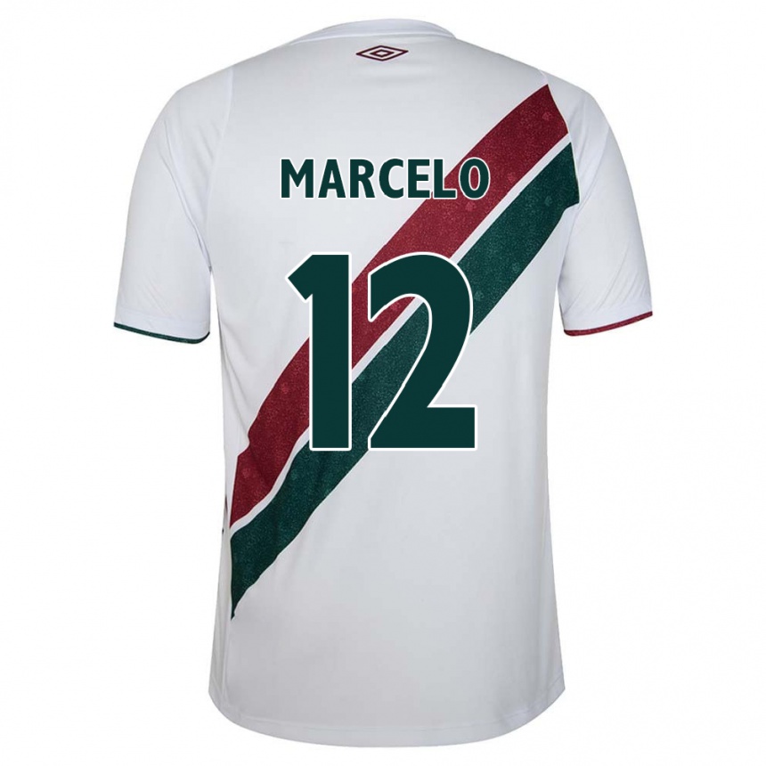 Niño Fútbol Camiseta Marcelo #12 Blanco Verde Granate 2ª Equipación 2024/25 Perú