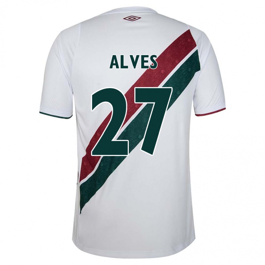 Niño Fútbol Camiseta Felipe Alves #27 Blanco Verde Granate 2ª Equipación 2024/25 Perú