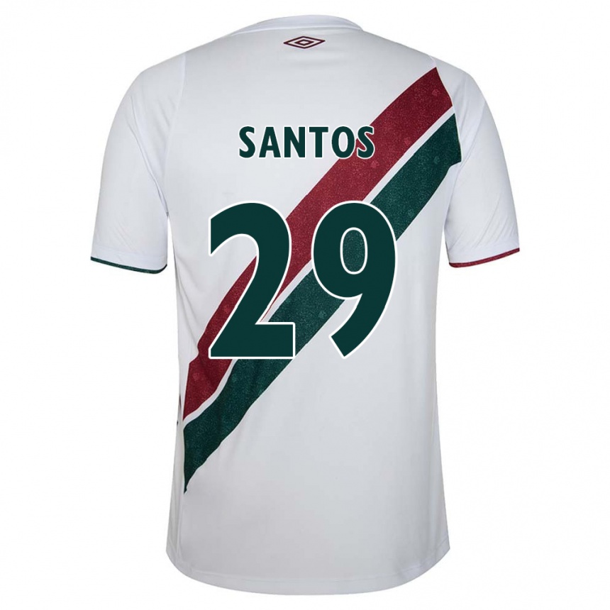 Niño Fútbol Camiseta Thiago Santos #29 Blanco Verde Granate 2ª Equipación 2024/25 Perú