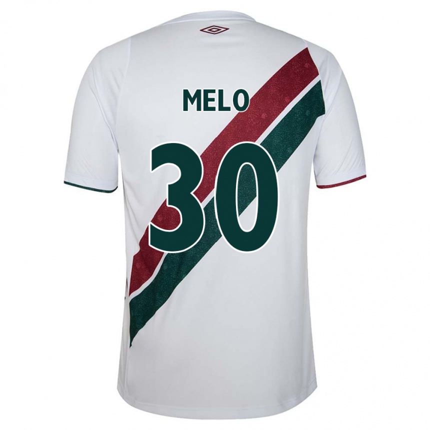 Niño Fútbol Camiseta Felipe Melo #30 Blanco Verde Granate 2ª Equipación 2024/25 Perú