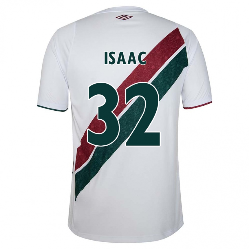 Niño Fútbol Camiseta Isaac #32 Blanco Verde Granate 2ª Equipación 2024/25 Perú