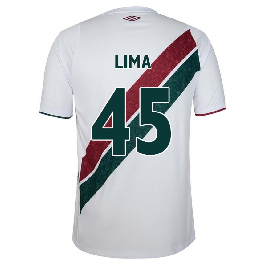 Niño Fútbol Camiseta Lima #45 Blanco Verde Granate 2ª Equipación 2024/25 Perú