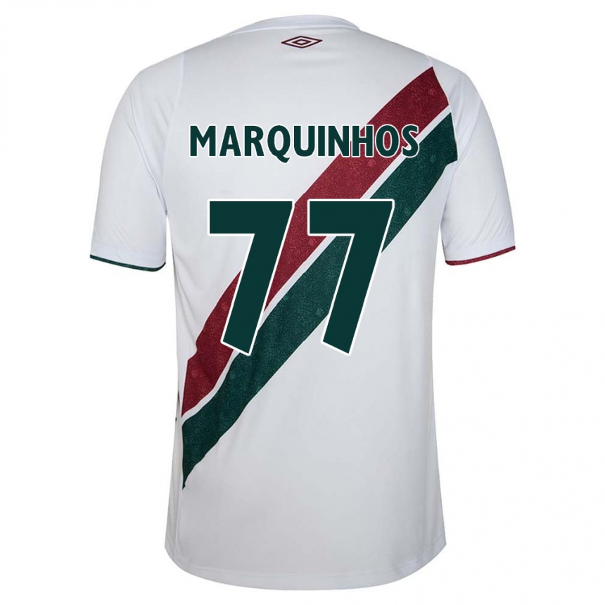 Niño Fútbol Camiseta Marquinhos #77 Blanco Verde Granate 2ª Equipación 2024/25 Perú