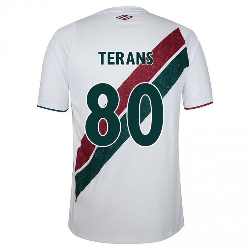 Niño Fútbol Camiseta David Terans #80 Blanco Verde Granate 2ª Equipación 2024/25 Perú