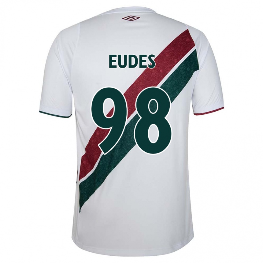 Niño Fútbol Camiseta Vitor Eudes #98 Blanco Verde Granate 2ª Equipación 2024/25 Perú