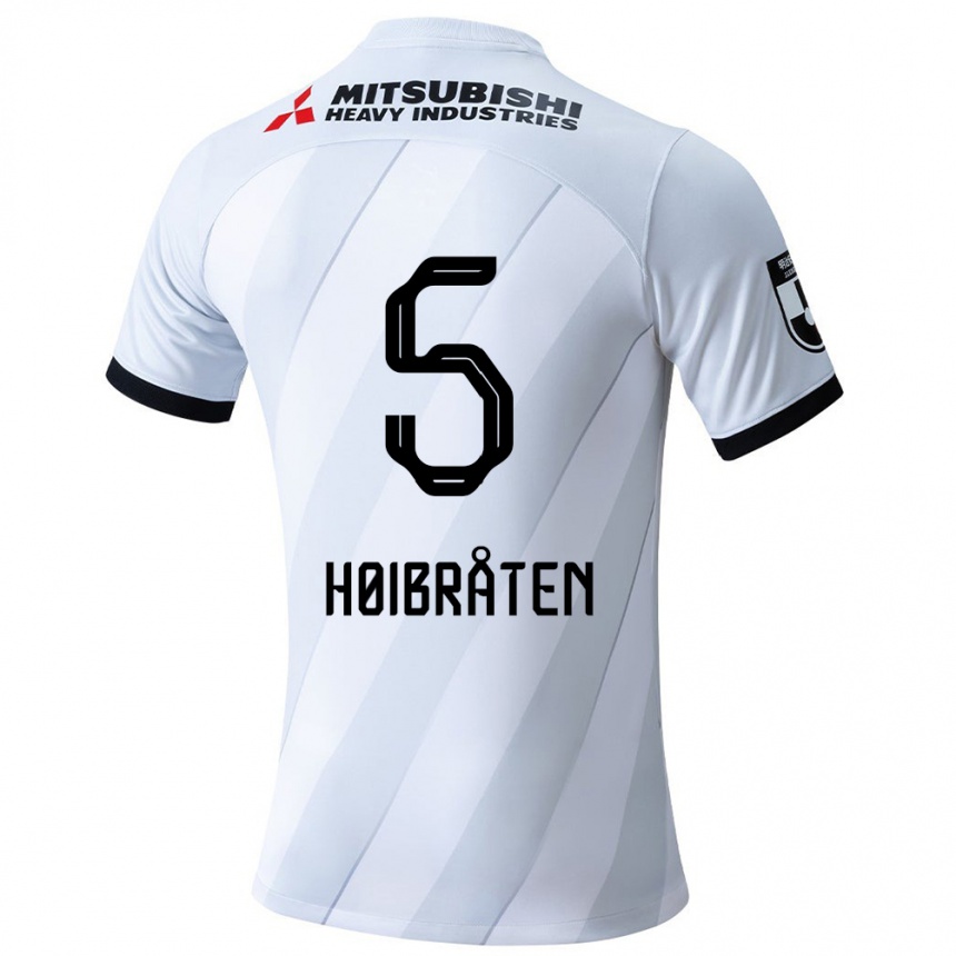 Niño Fútbol Camiseta Marius Høibråten #5 Gris Blanco 2ª Equipación 2024/25 Perú