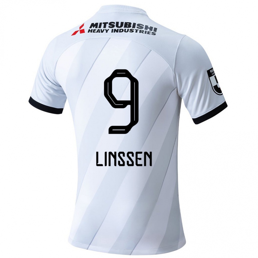 Niño Fútbol Camiseta Bryan Linssen #9 Gris Blanco 2ª Equipación 2024/25 Perú