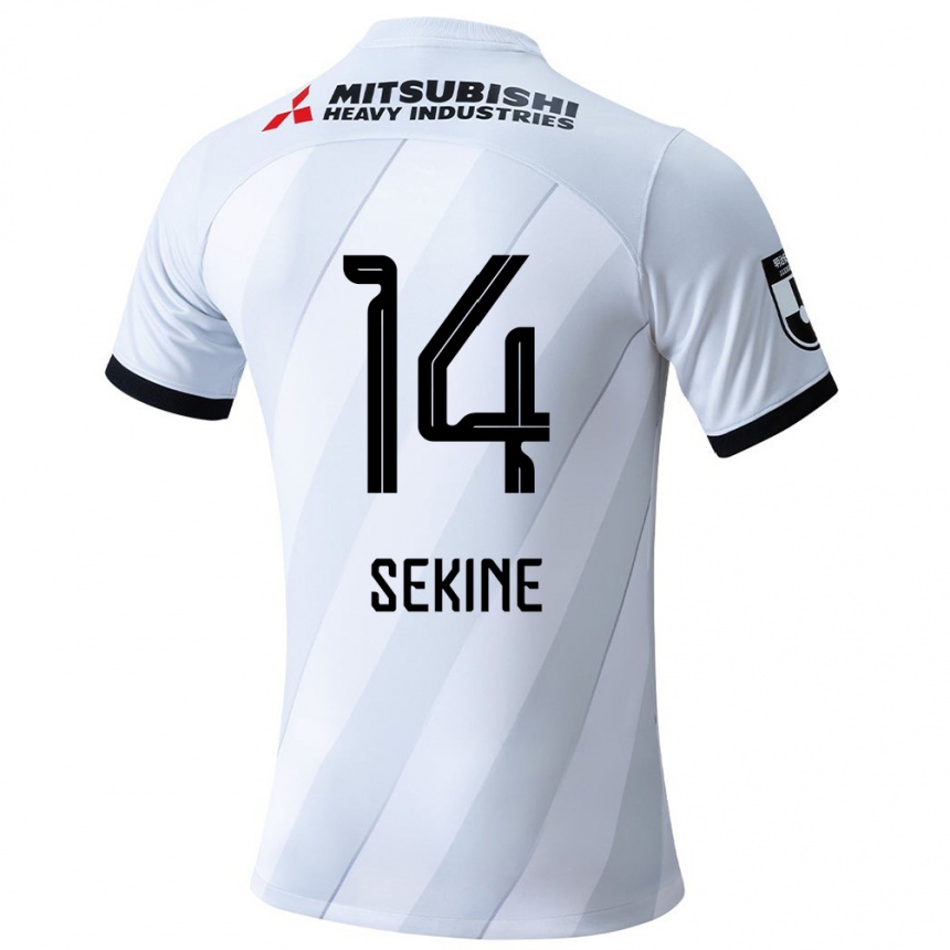 Niño Fútbol Camiseta Takahiro Sekine #14 Gris Blanco 2ª Equipación 2024/25 Perú