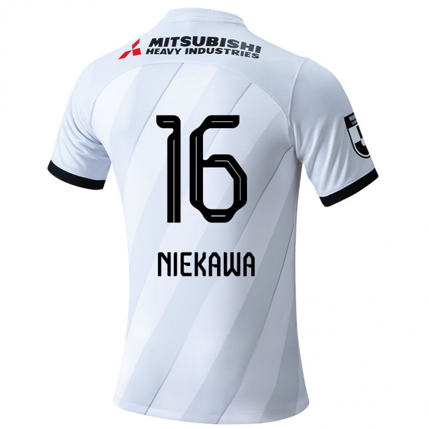 Niño Fútbol Camiseta Ayumi Niekawa #16 Gris Blanco 2ª Equipación 2024/25 Perú