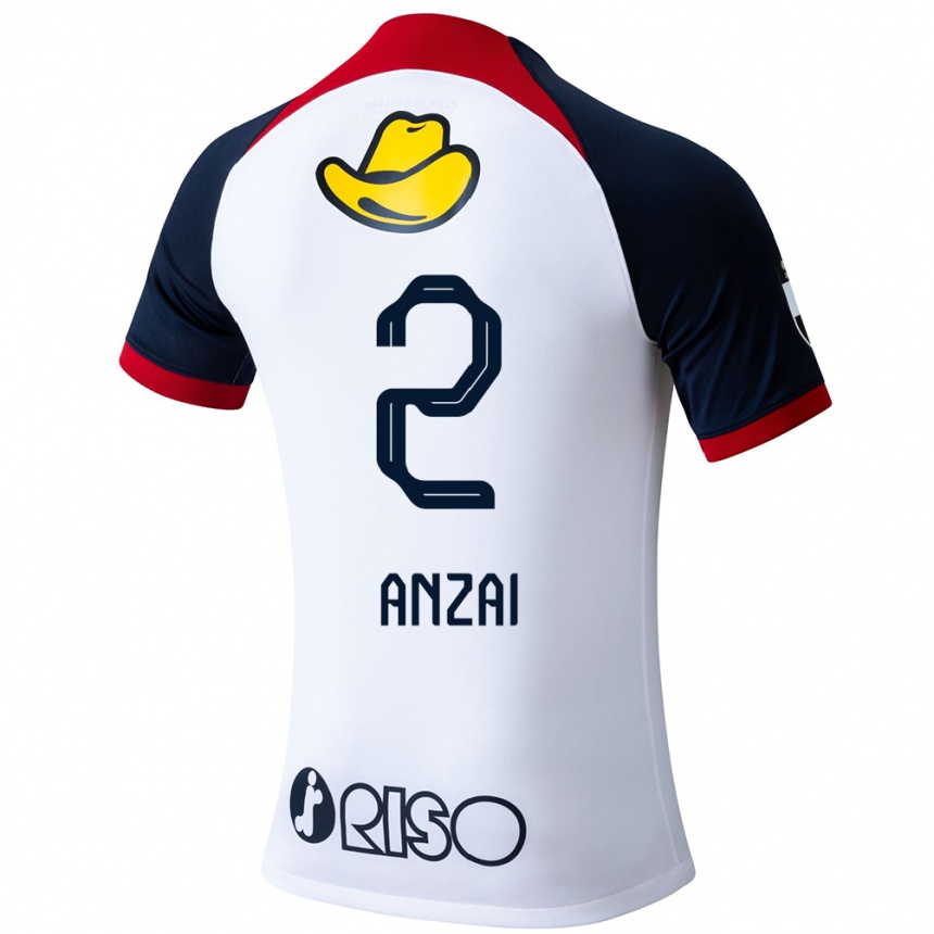 Niño Fútbol Camiseta Koki Anzai #2 Blanco Azul Rojo 2ª Equipación 2024/25 Perú