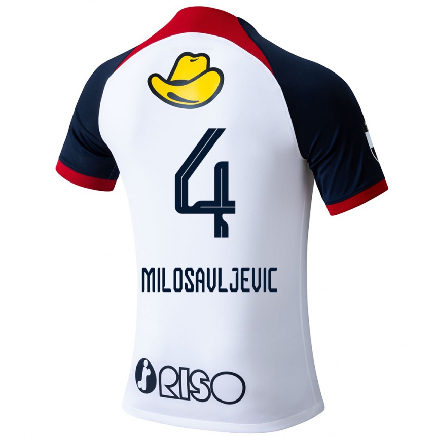 Niño Fútbol Camiseta Radomir Milosavljevic #4 Blanco Azul Rojo 2ª Equipación 2024/25 Perú