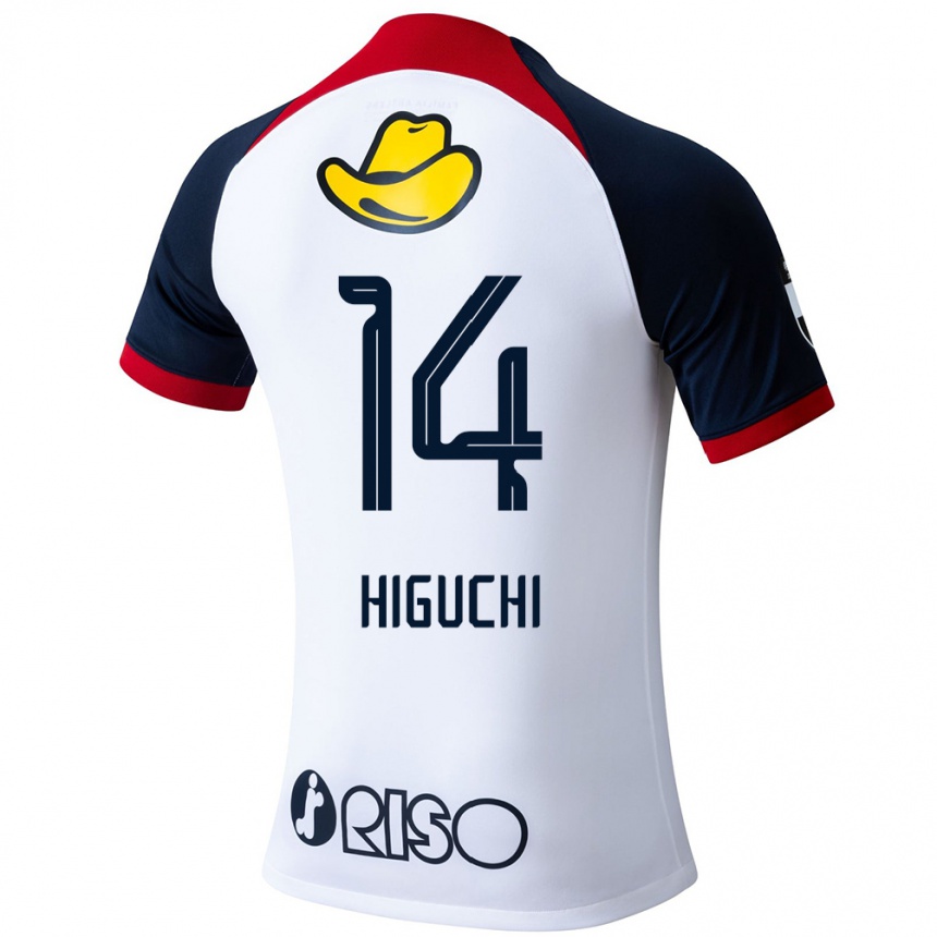 Niño Fútbol Camiseta Yuta Higuchi #14 Blanco Azul Rojo 2ª Equipación 2024/25 Perú