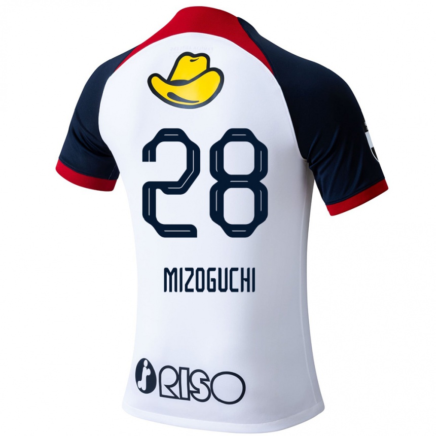 Niño Fútbol Camiseta Shuhei Mizoguchi #28 Blanco Azul Rojo 2ª Equipación 2024/25 Perú