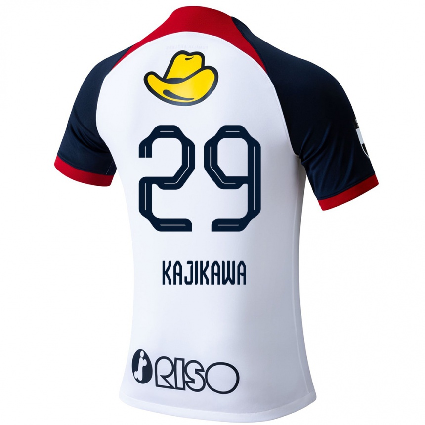 Niño Fútbol Camiseta Yuji Kajikawa #29 Blanco Azul Rojo 2ª Equipación 2024/25 Perú