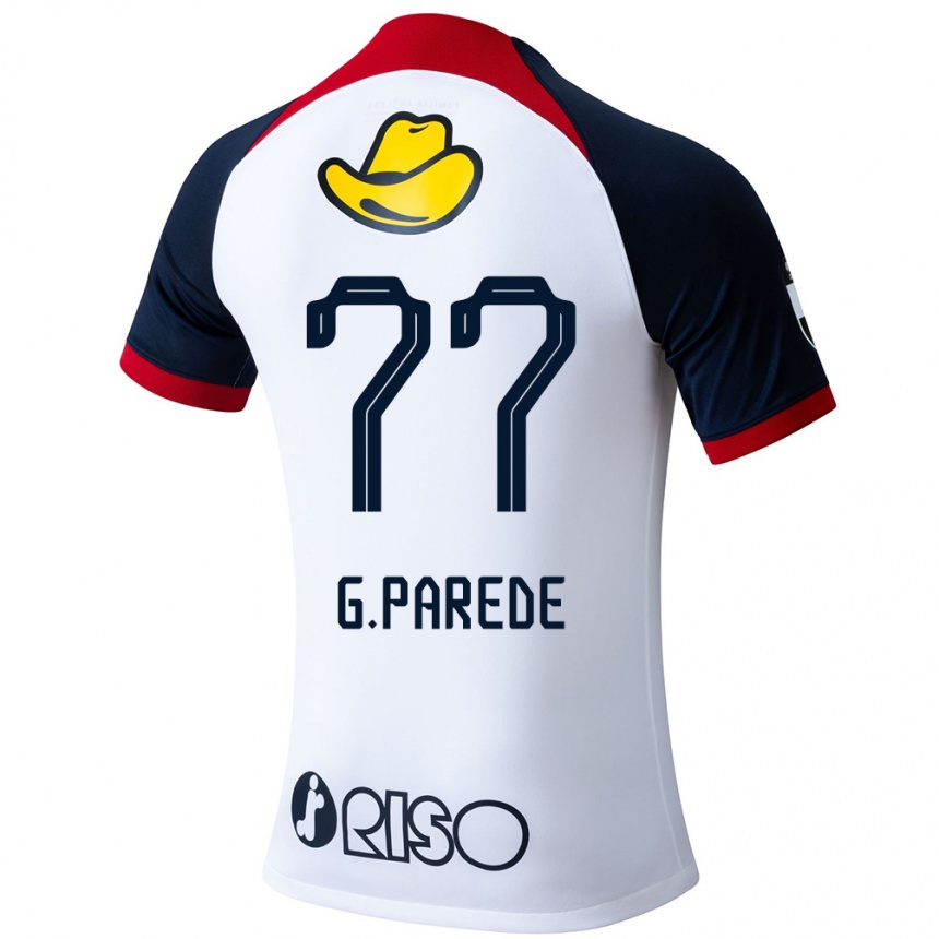 Niño Fútbol Camiseta Guilherme Parede #77 Blanco Azul Rojo 2ª Equipación 2024/25 Perú