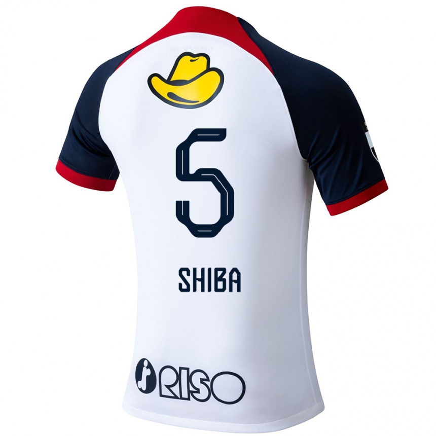 Niño Fútbol Camiseta Rikuto Shiba #5 Blanco Azul Rojo 2ª Equipación 2024/25 Perú