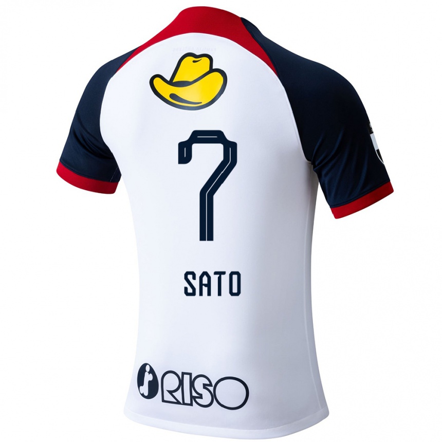 Niño Fútbol Camiseta Mihiro Sato #7 Blanco Azul Rojo 2ª Equipación 2024/25 Perú